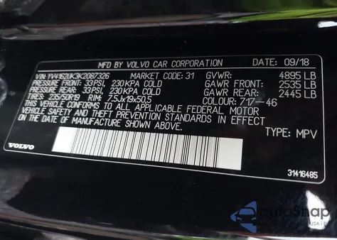 2019 Volvo Xc40 T5 Momentum from USA, damaged, VIN YV4162UK3K2087326